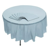 Fun Express 6 Ft. 10" Bulk 12 Pieces Light Blue Round Disposable Plastic Tablecloths