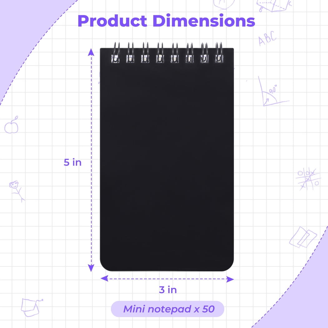 50Pcs Notebooks, 3 x 5'' Mini Spirals Notepads, 60 Sheets Mini Portable Spiral Notepads, Top Bound Notebook, Memo Pads for Home Office