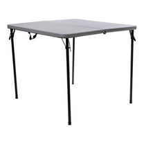 Bowery Hill Square Bi-Fold Metal Folding Table with Carrying Handle in Gray