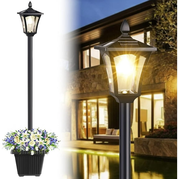 72" Solar Lamp Post Light, Solar Pole Light Outdoor Waterproof, Solar Light Post Outside for Porch Yard Driveway Garden Patio Decor, Warm White