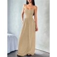 thumbnail image 6 of Women's Wide Leg Spaghetti Strap One Piece Baggy Pants Outfit Jumpsuit Romper for Summer Khaki S, 6 of 9