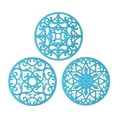 thumbnail image 1 of Injueey Salvamanteles de silicona gris oscuro de 3 piezas, multifuncional para manualidades y decoración de cocina, almohadillas calientes, Mostrada azul 20 centímetros, 1 of 6