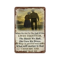 Old Couple Sunset Love Saying 8x12 Inch Metal Sign | Romantic Quote Decor for Couples | Perfect Wedding or Anniversary Gift | Sunset Love Wall Art