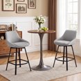 thumbnail image 6 of ONEVOG 25.6" Swivel Counter Stools Set of 3,Linen Upholstered Bar Stools with Full Back,Modern Counter Height Bar Stools with Black Metal Legs for Kitchen Island,Gray, 6 of 11