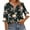 Black, variant on Half Sleeve Women Floral Print V-Neck Casual Shirt Blouse