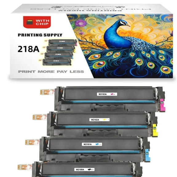 4-Pack  218A  Toner Cartridges(with Chip), Compatible with Color LaserJet Pro 3201dw HP Color LaserJet Pro MFP3301fdw 3301sdw 3301cdw   High Yield (BK/C/Y/M,4-Pack)