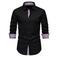 thumbnail image 2 of safuny Men's Fashion Long Sleeve Shirts Jackets Slim Suit Tops Big&Tall Solid Color Shackets Turn Down Collar Sweatshirts Button Casual Business Workout Outwear Black L, 2 of 9