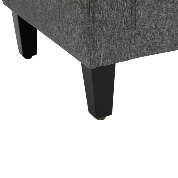 Ottomans With Storage HOMCOM Storage Ottoman, Linen Upholstered Storage Bench with Lift Top and Button Tufted for Living Room, Gray,Living Room Ottomans