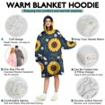 thumbnail image 5 of Wearable Oversized Blanket,DarkBlue Sunflower Bee Pattern Wearable Blanket Hoodie for Adults,Cozy Hooded Blankets with Super Pockets,Super Warm Fuzzy Pullover for Women & Men, 5 of 6