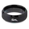 thumbnail image 2 of Tungsten Bunny Rabbit Running Hare Band Ring 8mm Men Women Comfort Fit Black Beveled Edge Brushed Polished, 2 of 4