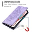 thumbnail image 4 of Case for iPhone 11 Wallet Case for Women Girls with Card Holder, Embossed Flower Pattern Magnetic Flip PU Leather Purse Protective Phone Cover for iPhone 11, Purple, 4 of 8