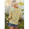 thumbnail image 2 of Yellow Summer Flower Printed Drop Shoulder Loose T Shirt, 2 of 8