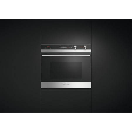 Fisher & Paykel - 29.9" Built-In Single Electric Convection Wall Oven - Brushed stainless steel/black glass
