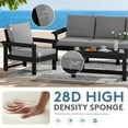 thumbnail image 5 of JUSTLET 2 Pieces HDPE Patio Furniture Set, Outdoor Patio Conversation Sets with Thick Cushion, 3-Seater Couch, 1 Coffee Table for Balcony, Backyard, Poolside,Porch, Black Frame with Grey Cushion, 5 of 8