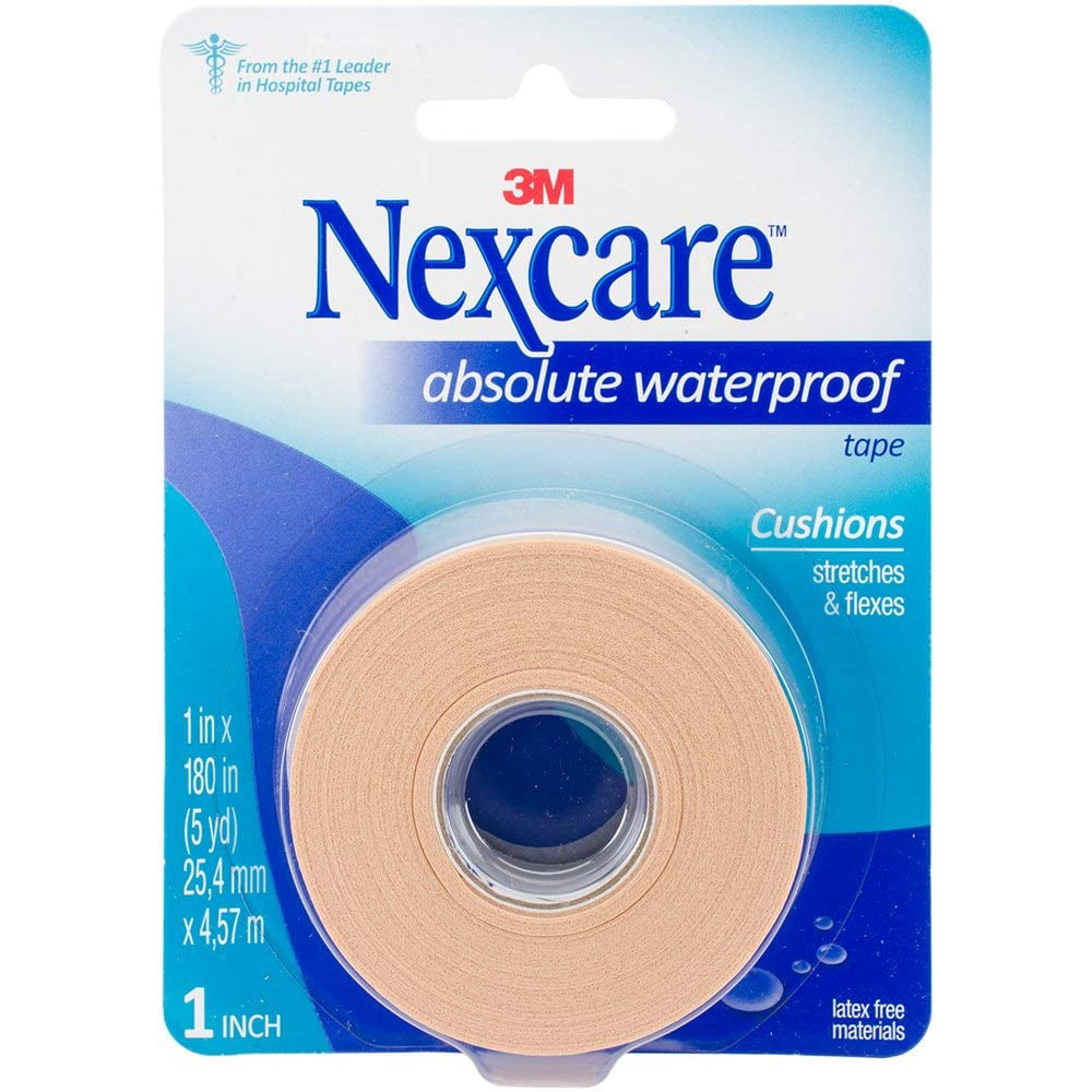 6 Pack 3M Nexcare Absolute Waterproof Tape, 1 in x 180 in (5 yd) Each