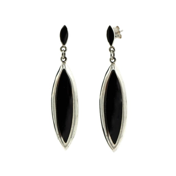 LTC Designs Sterling Silver Marquise-shaped Black Onyx Drop Post Earrings for  Unisex Adults