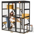 thumbnail image 4 of Large Wooden Walk-in Catio Enclosure, Indoor Outdoor Cat House with Window Connection, 2 Condos, 5 Platforms, 4 Doors, Weatherproof Roof Cover, 4 of 11