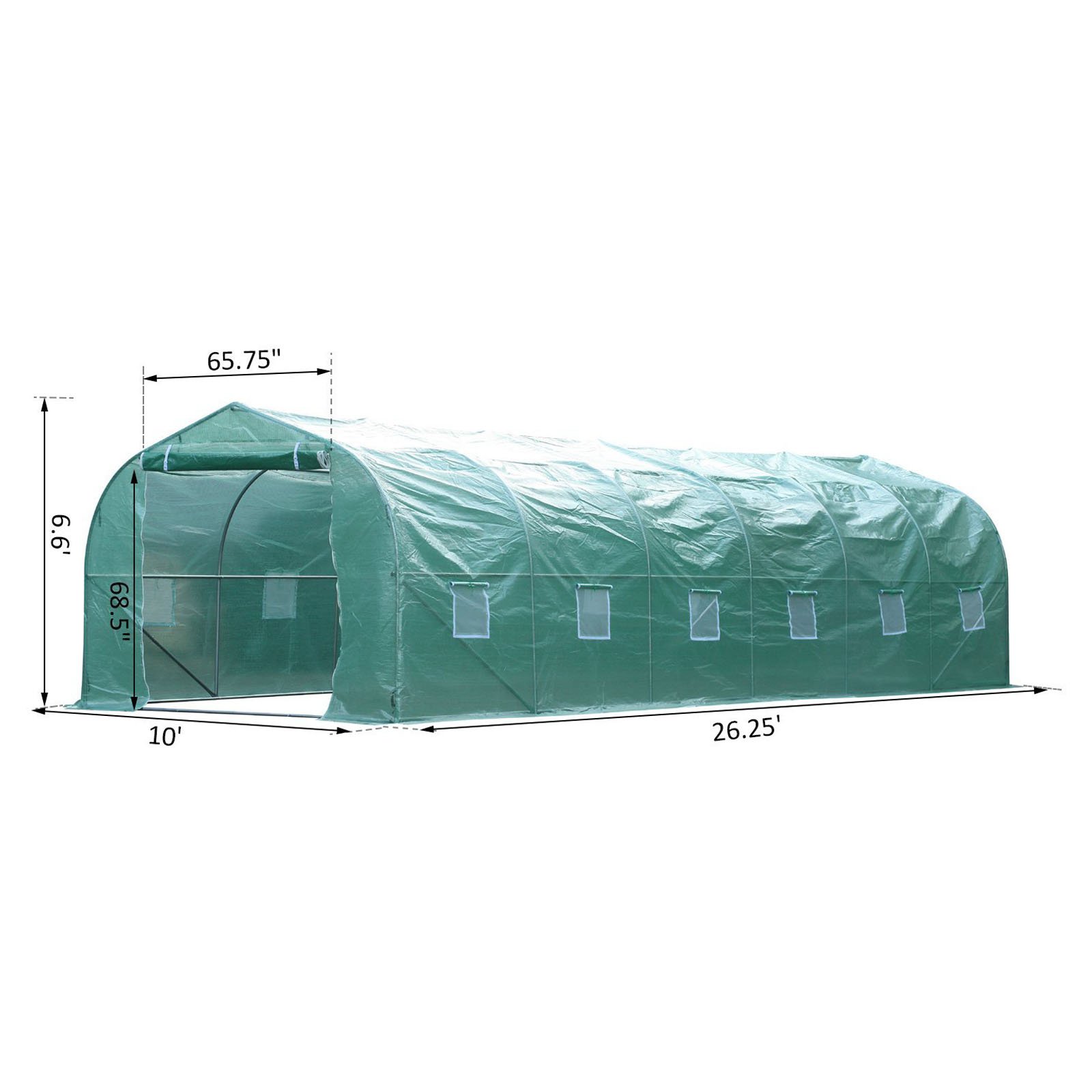 Outsunny 26' x 10' x 6.5' Large Outdoor Heavy Duty Walk-In Greenhouse with 12 Windows & Netted Ventilation Screens, White - image 2 of 7