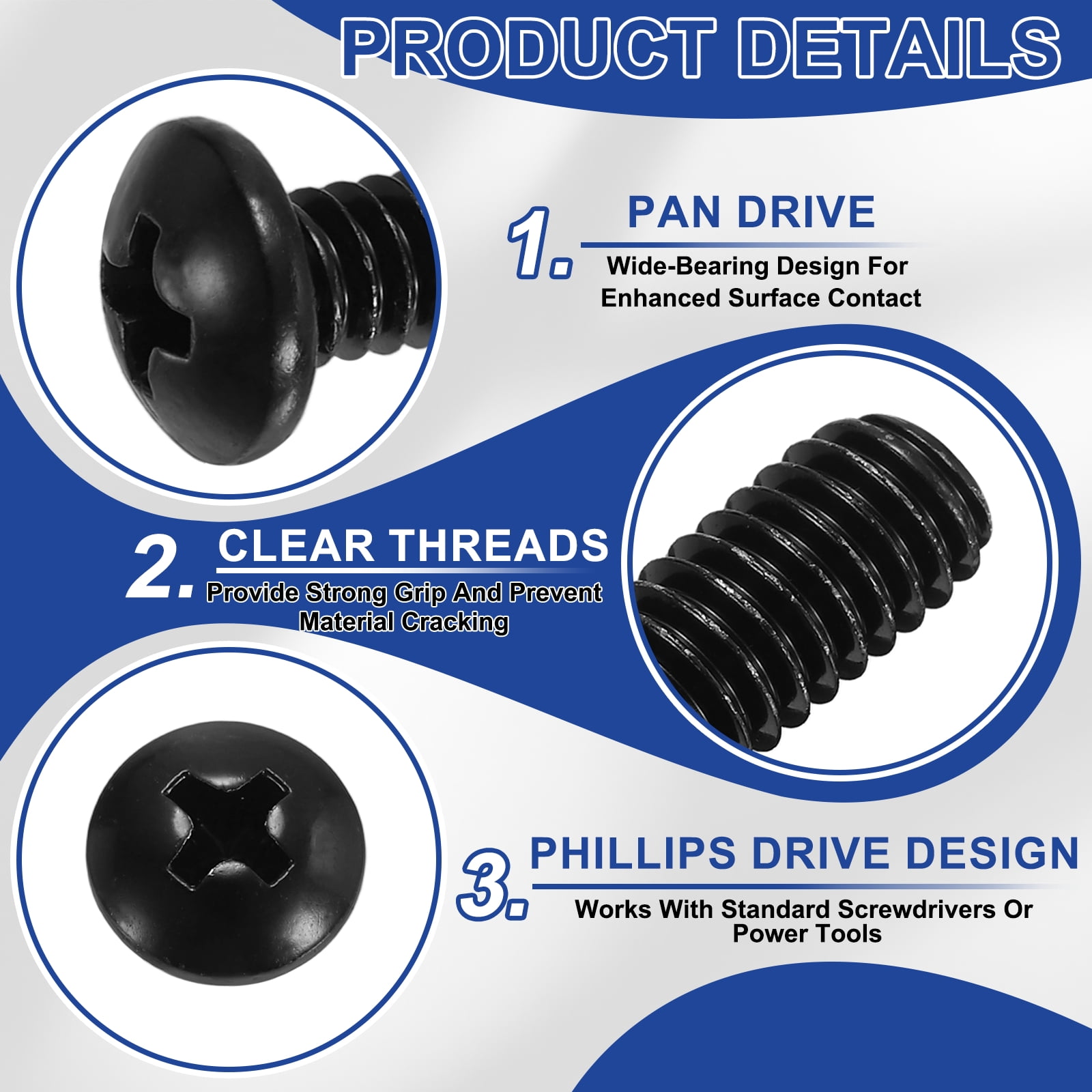 Uxcell #10-24 x 2-1/2" Pan Head Machine Screws, 35 Pcs 304 Stainless Steel Screws for Cabinet Drawer Knob Pull, Black Oxidation