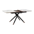 thumbnail image 2 of Benjara Lina 51-67" Extendable Dining Table- Gray Ceramic & Walnut Wood Top, 2 of 6