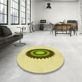 thumbnail image 3 of Ahgly Company Indoor Round Patterned Dark Golden Rod Brown Area Rugs, 7' Round, 3 of 6