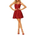 thumbnail image 2 of MODA NOVA Junior's Plaid Check Strap Zipper Front Sleeveless Dress, 2 of 6