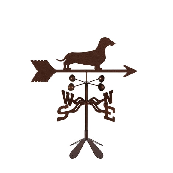 EZ Vane Dachshund Dog Weathervane — 4-Sided Mount, Wind Cups, Antique Copper Finish, Steel with Durable Triple Powder Coating, Handcrafted in USA