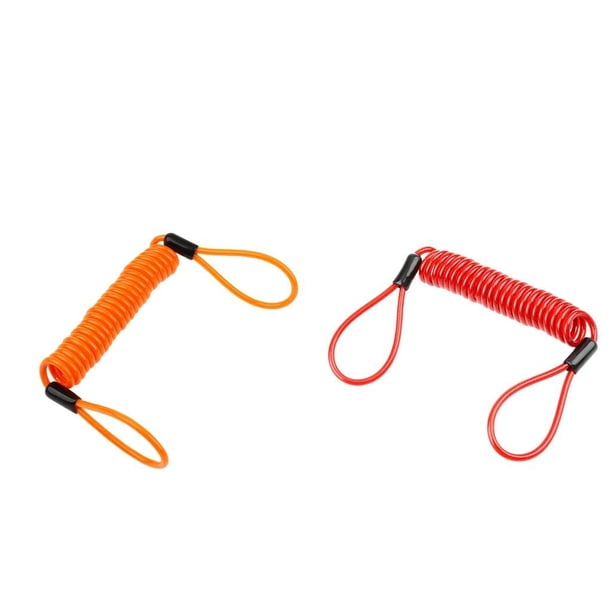 Cable De Recordatorio Rojo / Naranja De 2 Piezas Para Bloqueo De Disco, Estirable Hasta 1,5 M, Se Adapta A La Mayoría De Las Motocicletas Baoblaze Acollador del recordatorio de seguridad