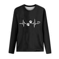 thumbnail image 4 of Spring Tops for Women Long Sleeve Shirts for Women Plus Size Women's Printed Round Neck Pullover Casual Women's Womens Fall Clothing New Arrivals Black S, 4 of 4