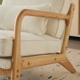 thumbnail image 5 of Modern Accent Chair, Mid-Century Solid Wood Arm Chair, Upholstered Reading Chair with Lumbar Pillow, Sofa Side Chairs for Living Room Bedroom Guest Room, Beige/C, 5 of 8