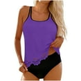 thumbnail image 2 of Sakmal Full Coverage Tankinis for Women Modest Swimwear Solid Purple Vacation Swimsuits for Women XL, 2 of 9