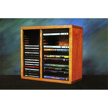 Solid Wood Veneer Cd Dvd - The Wood Shed Solid Oak Desktop / Shelf 20 CD and 16 DVD Media Rack with Individual Locking Slots