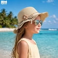 thumbnail image 3 of Sombrero Para Playa De Niña Ondulado Tejido De Paja Con Flor beige, 3 of 6