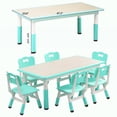 thumbnail image 2 of Kids Table and Chairs Set, Height Adjustable Desk with 6 Seats for Ages 2-10,Arts & Crafts Table,Graffiti Desktop, Non-Slip Legs, Max 300lbs, Children Multi-Activity Table for Classrooms,Daycares,Home, 2 of 7