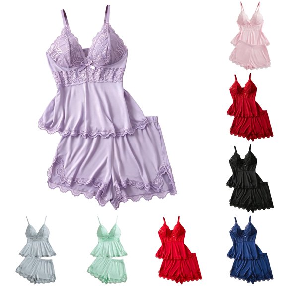 Soft and Cozy Lace Sleepwear for Comfortable Short Pajama Wear with Delicate Detailing Pajama Top Women Juniors Pajamas Bridal Getting Ready Outfit Thick Pajamas Women Silk Pajamas Shorts