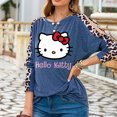 thumbnail image 2 of Hello Kitty Woman Casual Tops Long Sleeve Leopard Print Patchwork Plus Size T-Shirt Blouses, 2 of 5