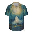 thumbnail image 3 of VBTAPA Big and Tall Button Down Shirts for Men Halloween Ghost Printed Short Sleeve Hawaiian Shirt Novelty Holiday Party Blouses Todays Daily Deals Green XXXL, 3 of 5
