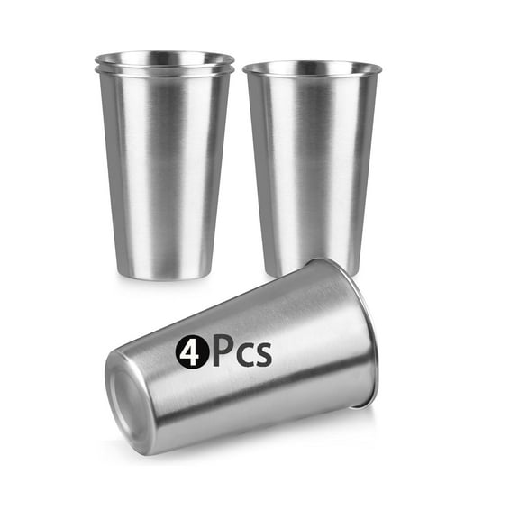GoXteam 4 Pack 6 Ounce Stainless Steel Pint Cups Shatterproof Cup Tumblers Unbreakable Metal Drinking Glasses for Bar, Home, Restaurant