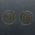 thumbnail image 1 of Nvzi Pendientes colgantes en espiral con círculos redondos vintage para mujer, aretes de aro con hojas tribales para bodas y fiestas (dorado), 1 of 1