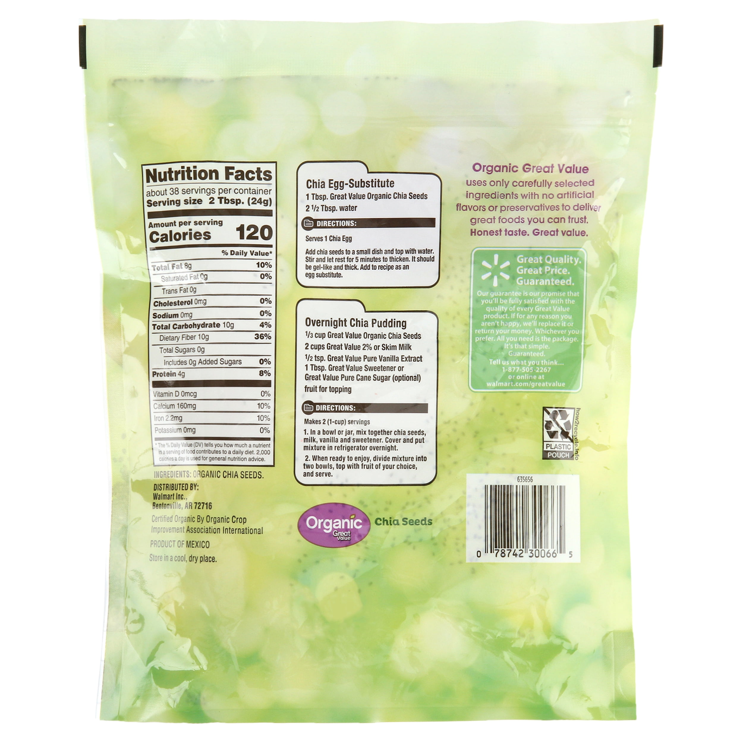 Great Value Organic Chia Seeds 32 Oz Walmart Com Walmart Com