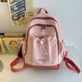 thumbnail image 2 of FUZHIQ Two Tone Drawstring School Backpack for Ages 3rd 4th 5th 6th Grade Lightweight Soft Fabric Daily Campus Daypack, Pink, 2 of 4