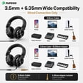 thumbnail image 3 of Wired Headphone, 40kHz High-Resolution DJ Stereo Headphones with 1/4" & 3.5mm Audio Jacks, Ideal for Recording, Mixing and Podcast Production, 3 of 10