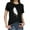 Black, variant on Women's T Shirts Short Sleeve 2X, Fashion Women's Loose Short-Sleeved Leaf Print T-Shirt Casual O-Neck Top Black 3Xl under $10
