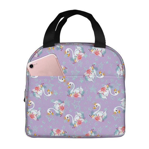 Balery Swan With Stars Bolsa de Almuerzo Aislada – Caja de Almuerzo con Papel de Aluminio Grueso, Mantiene la Comida Fresca por 4 Horas