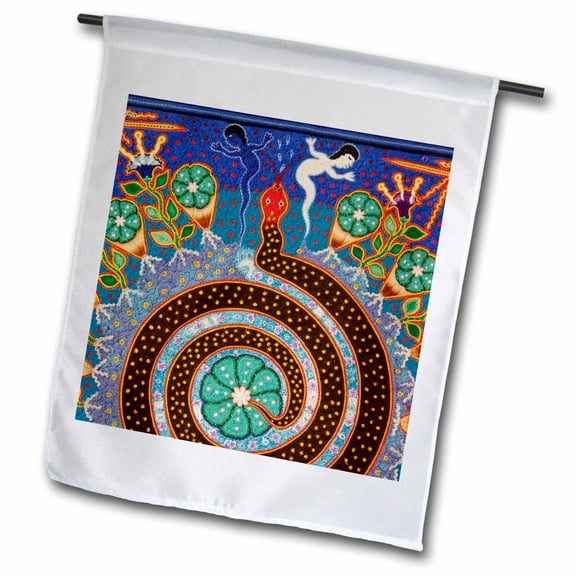3dRose, Folk Art, Huichol art, Santa Fe, New Mexico - US32 JMR1118 - Julien McRoberts, 12 x 18 inch Garden Flag