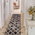 thumbnail image 5 of HomeRoots 487165 8 ft. Chocolate Quatrefoil Power Loom Distressed Stain Resistant Runner Area Rug, 5 of 5