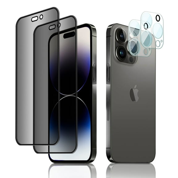 KONEE Compatible with iPhone 14 Pro Max/ iPhone 14 Pro/ iPhone 14/ iPhone 14 Plus Privacy Screen Protector   Camera Lens Protector,Anti Scratch 9H Tempered Glass Screen Protector Film - [2   2 Pack]