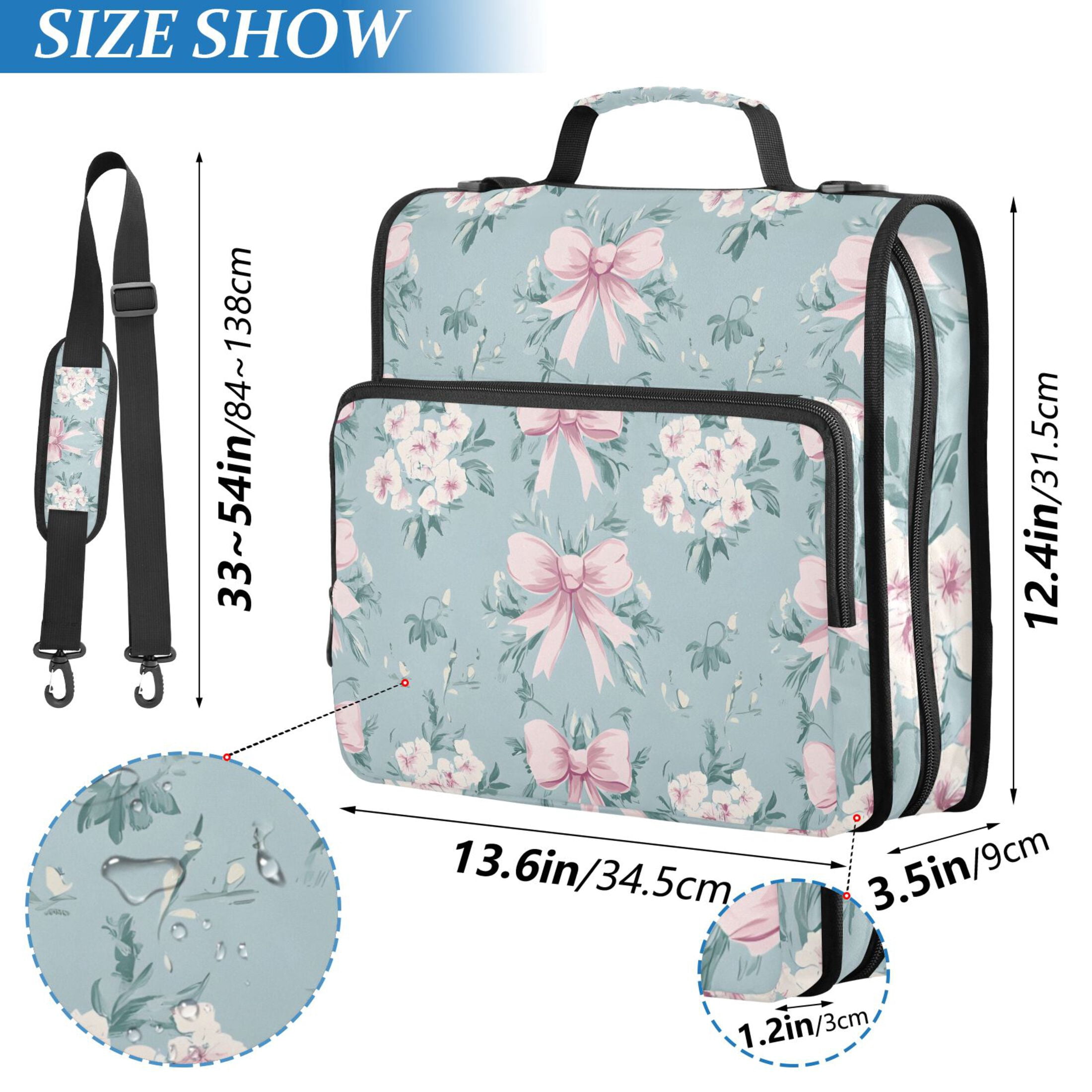 ALAZA Zipper Binder Bows Floral 3 Ring Trapper Keeper File Folder Organizer Bag