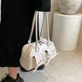 thumbnail image 6 of Women Daily Commuting Bag Double Pockets PU Leather Chic Hobo Bag (White), 6 of 9