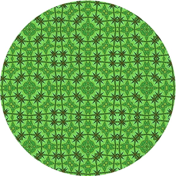 Ahgly Company Machine Washable Indoor Round Transitional Green Area Rugs, 8' Round